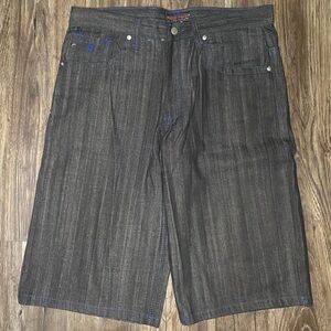 Y2K Red Ape Authentic Blue Black Baggy Denim Jorts